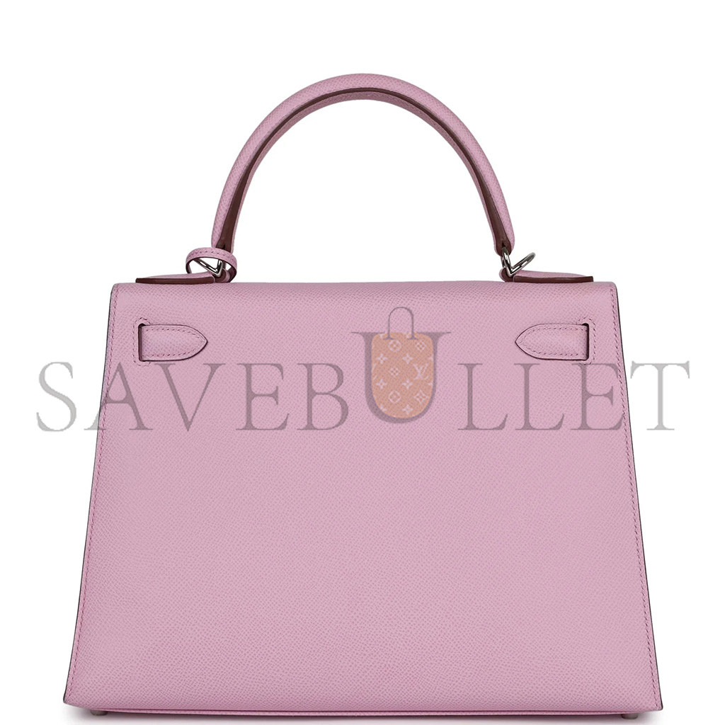 HERMÈS MASTER KELLY SELLIER 25 MAUVE SYLVESTRE EPSOM PALLADIUM HARDWARE (25*17*7cm)